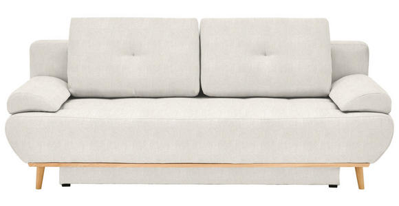 SCHLAFSOFA Flachgewebe Beige Rückenkissen, Armlehnenkissen, Bettkasten, Schlaffunktion, Rücken echt  - Beige/Naturfarben, Design, Holz/Textil (200/71/95cm) - Novel