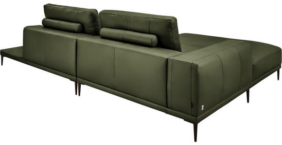 ECKSOFA  in Echtleder Grün  201/304 cm  - Schwarz/Grün, Design, Leder/Metall (201/304cm) - Belluti