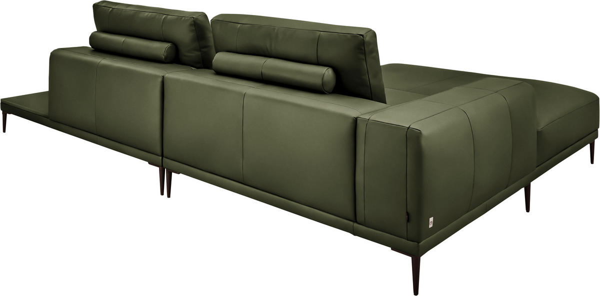 ECKSOFA  in Echtleder Grün  201/304 cm  - Schwarz/Grün, Design, Leder/Metall (201/304cm) - Belluti