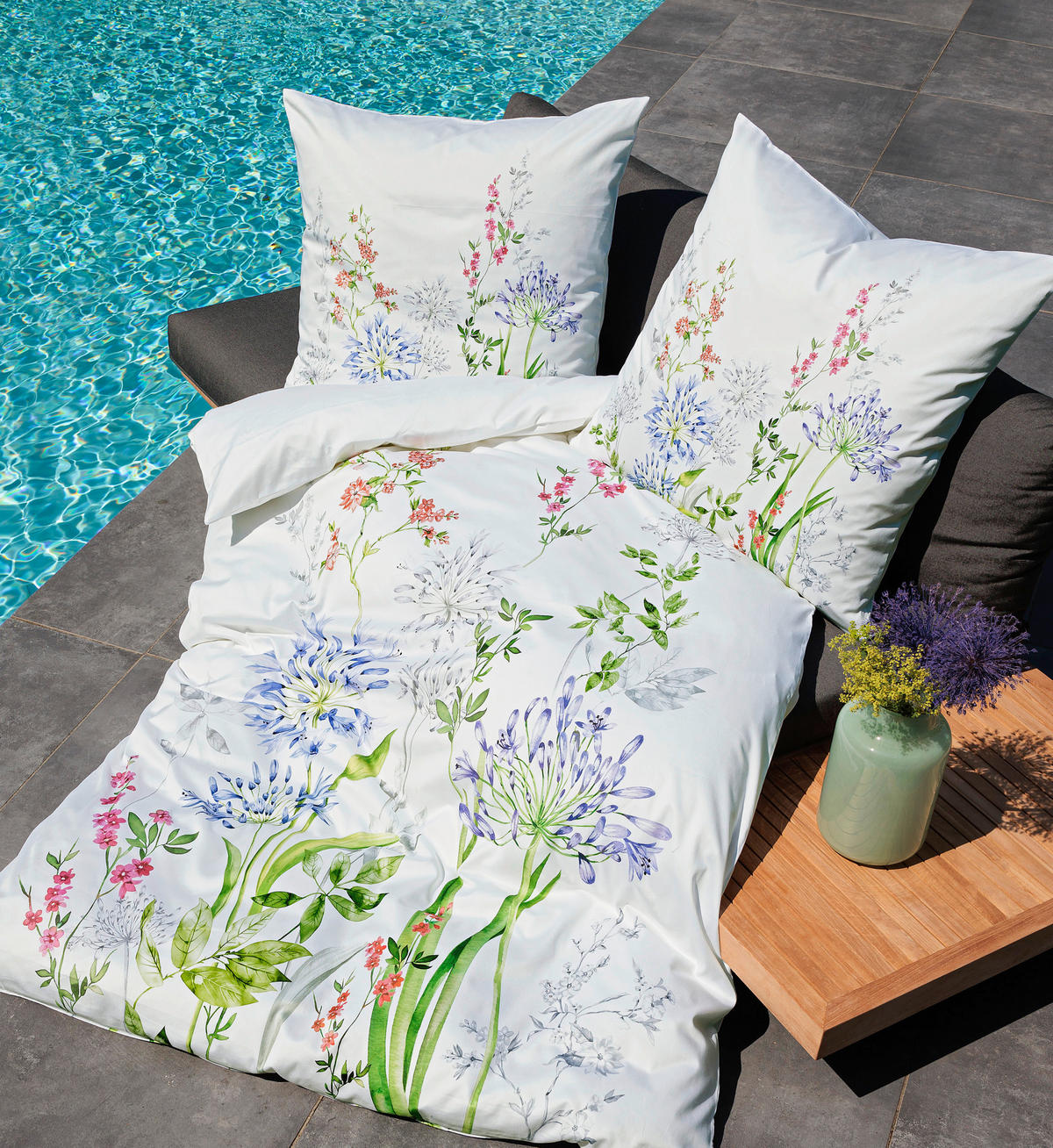 POSTELJNINA MODERN ART 135/200 cm mako saten zelena, večbarvno, bela  - zelena/bela, Konvencionalno, tekstil (135/200cm) - Janine