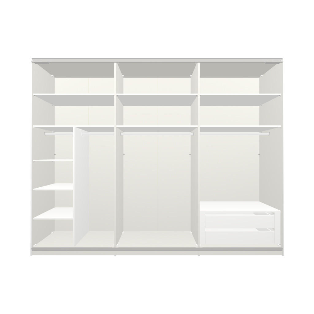 Thumbnail - Boxxx Schwebetürenschrank, Weiß, Holzwerkstoff, 9 Fächer, 2 Schubladen, 303x236x65 cm, erweiterbar, Beimöbel erhältlich,...