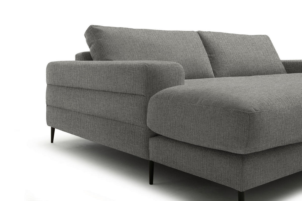 ECKSOFA in Flachgewebe Hellgrau  - Hellgrau/Schwarz, Design, Textil/Metall (177/253cm) - Dieter Knoll