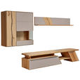 WOHNWAND  in Eichefarben, Hellbraun  304/190/54 cm  - Hellbraun/Edelstahlfarben, Natur, Glas/Holz (304/190/54cm) - Valnatura