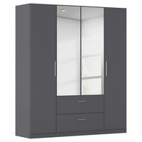 DREHTÜRENSCHRANK 181/210/54 cm,  in Dunkelgrau, 4 Tür(en)  - Dunkelgrau/Alufarben, KONVENTIONELL, Glas/Holzwerkstoff (181/210/54cm) - home24