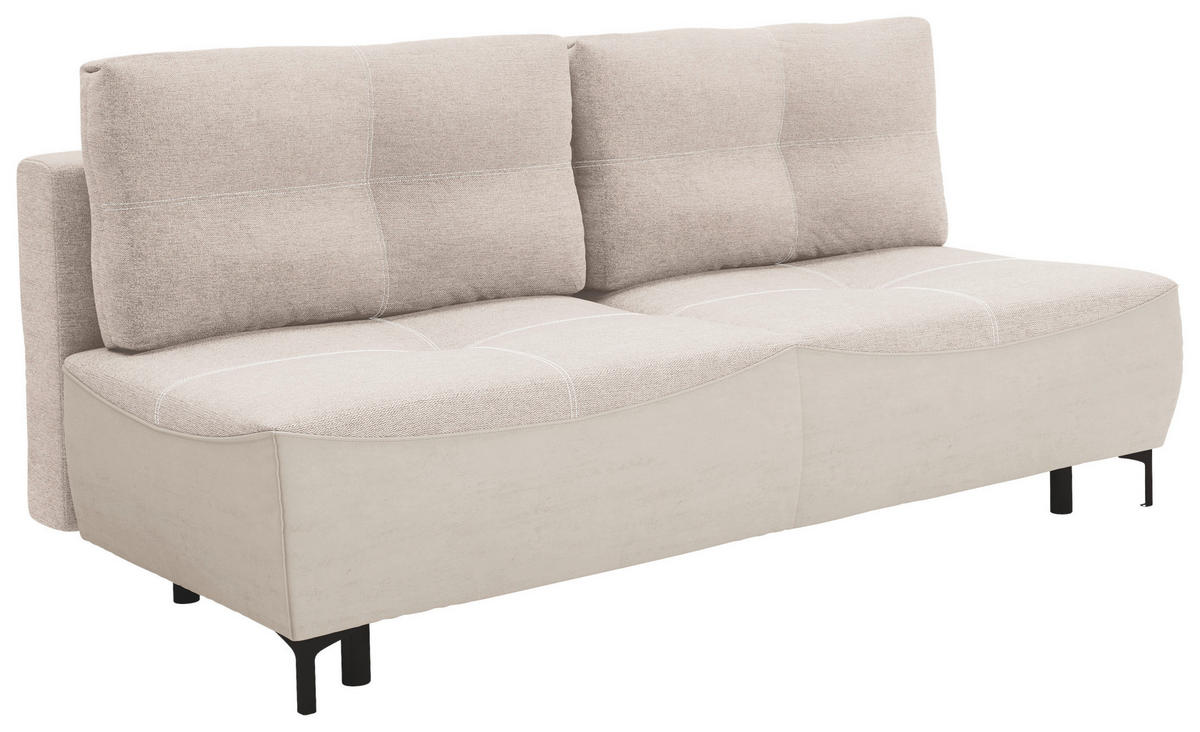 SCHLAFSOFA  mit Schlafen auf Sitzhöhe, Rücken echt Struktur Creme  - Creme/Schwarz, Design, Textil/Metall (197/94/96cm) - MID.YOU