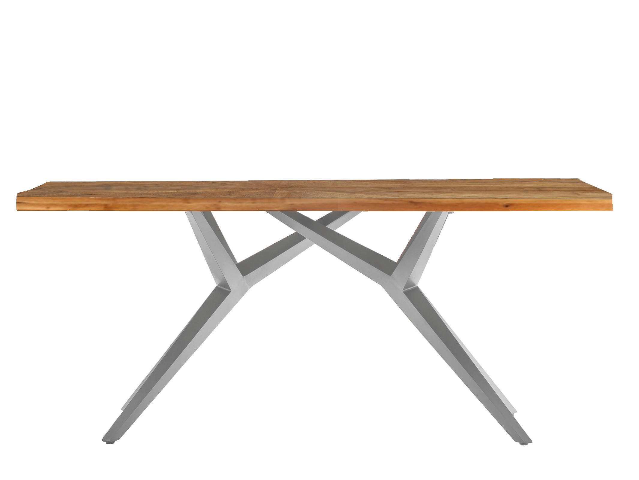 ESSTISCH 180/100/76 cm Echtholz  Holz, Metall rechteckig Naturfarben, Silberfarben  - Silberfarben/Naturfarben, MODERN, Holz/Metall (180/100/76cm) - MID.YOU
