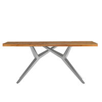 ESSTISCH 180/100/76 cm Echtholz  Holz, Metall rechteckig Naturfarben, Silberfarben  - Silberfarben/Naturfarben, MODERN, Holz/Metall (180/100/76cm) - MID.YOU