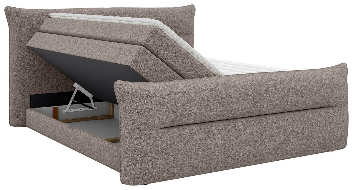 BOXSPRINGBETT 180/200 cm  in Greige  - Greige/Schwarz, Design, Kunststoff/Textil (180/200cm) - Chameo