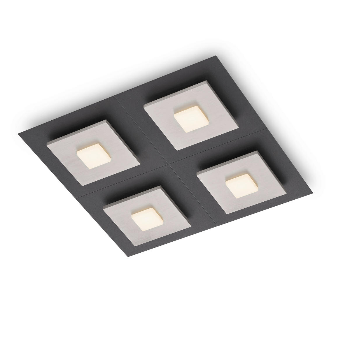 LED-DECKENLEUCHTE Plano 48/7/48 cm  - Schwarz/Alufarben, Design, Kunststoff/Metall (48/7/48cm) - Grossmann