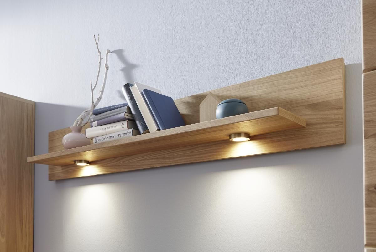 WANDBOARD Eiche furniert Eichefarben  - Eichefarben, KONVENTIONELL, Holz (141/24/22cm) - Voleo