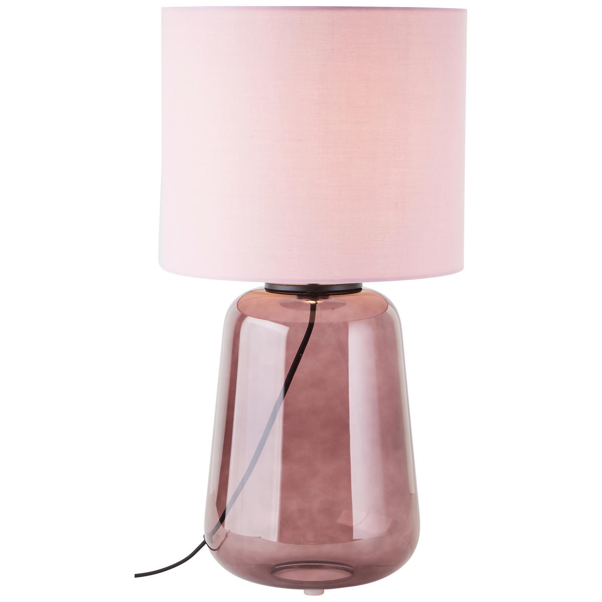 STOLNÍ LAMPA, E27, 30/56,5 cm  - světle fialová/purpurová, Konvenční, textil/sklo (30/56,5cm)