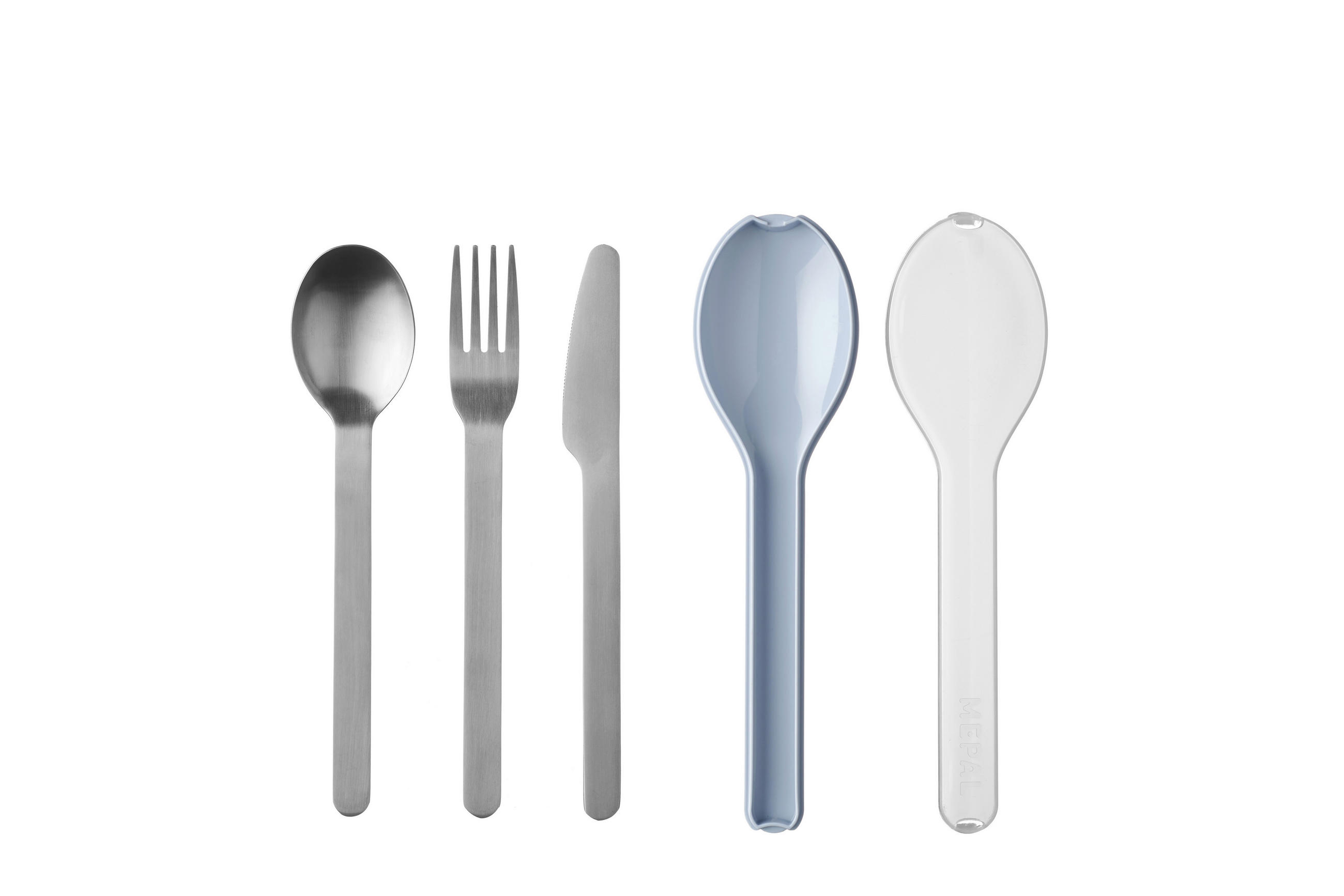 BESTECKSET ELLIPSE 3-teilig Edelstahl  - Silberfarben/Hellblau, KONVENTIONELL, Kunststoff/Metall (19,5/5,1/2,3cm) - Mepal