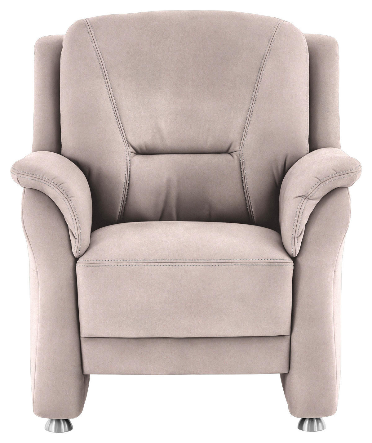 SESSEL in Mikrofaser Rosa  - Beige/Alufarben, Konventionell, Textil/Metall (90/100/89cm) - Beldomo Comfort