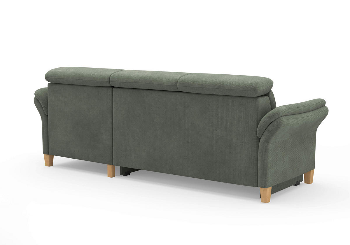 ECKSOFA GLENDALE E Dunkelgrün Flachgewebe  - Dunkelgrün/Eichefarben, KONVENTIONELL, Holz/Textil (253/166cm) - Sit & More