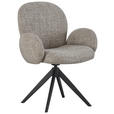 ARMLEHNSTUHL  , Stoffauswahl, Sitzfläche 360° drehbar  , Webstoff  ,  - Schwarz/Grau, Design, Textil/Metall (63/87/65cm) - Novel