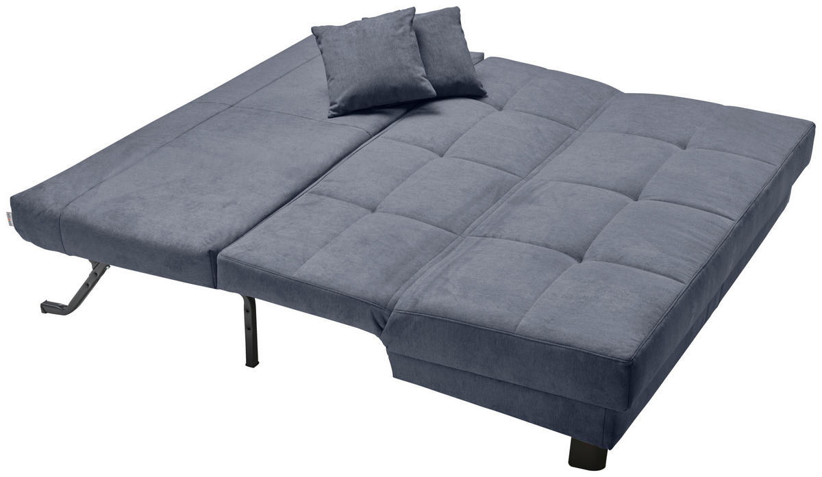 SCHLAFSOFA Mikrovelours Dunkelblau  - Schwarz/Dunkelblau, KONVENTIONELL, Textil/Metall (185/85/100cm) - Carryhome