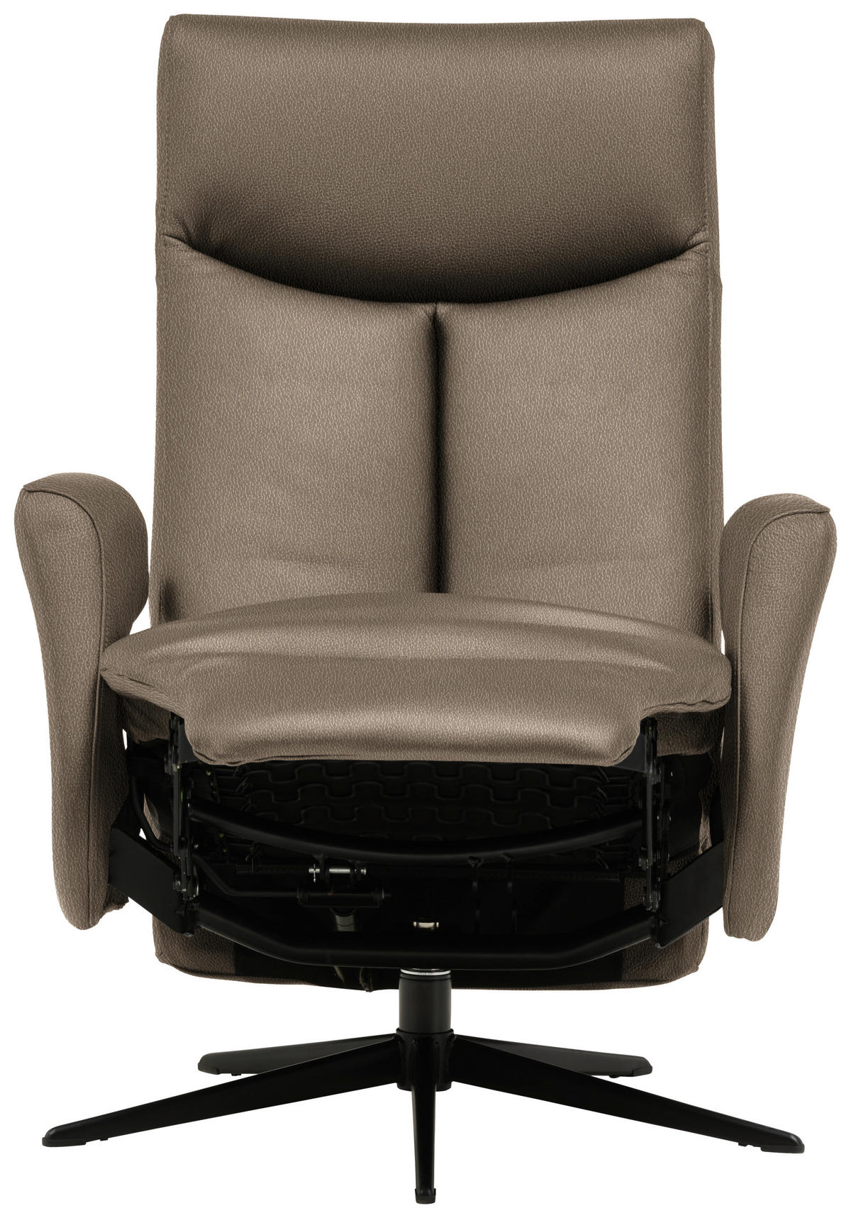RELAXSESSEL in Leder Graubraun  - Graubraun/Schwarz, Design, Leder/Metall (74/105/82cm) - Welnova
