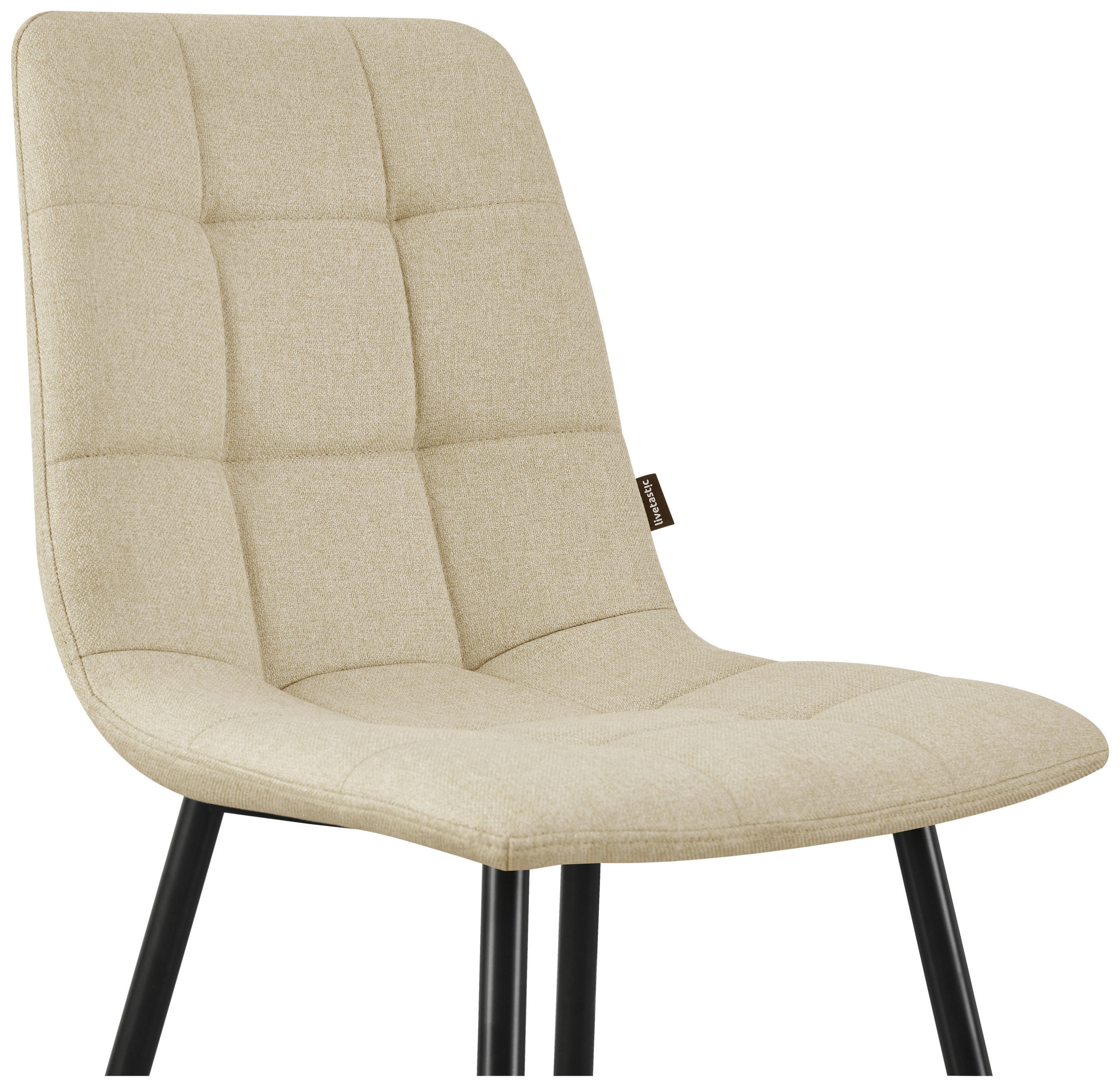 STUHL  in Eisen Webstoff Holz, Metall, Textil  - Beige/Schwarz, MODERN, Holz/Textil (45/86/55cm) - Livetastic