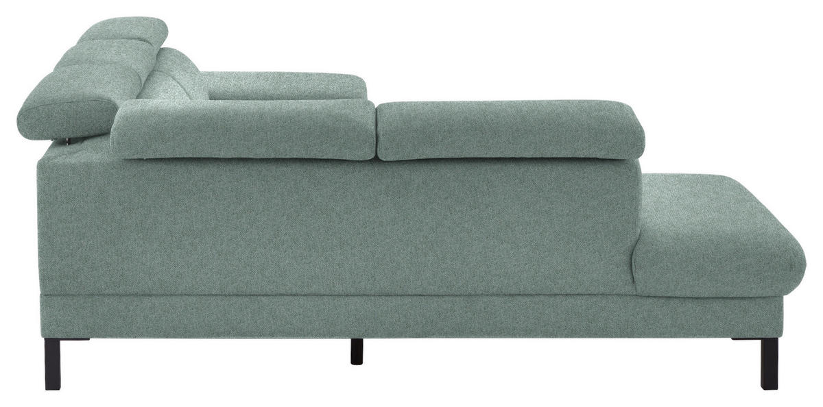 ECKSOFA in Flachgewebe Mintgrün  - Schwarz/Mintgrün, Design, Holzwerkstoff/Textil (217/272cm) - Pure Home Comfort
