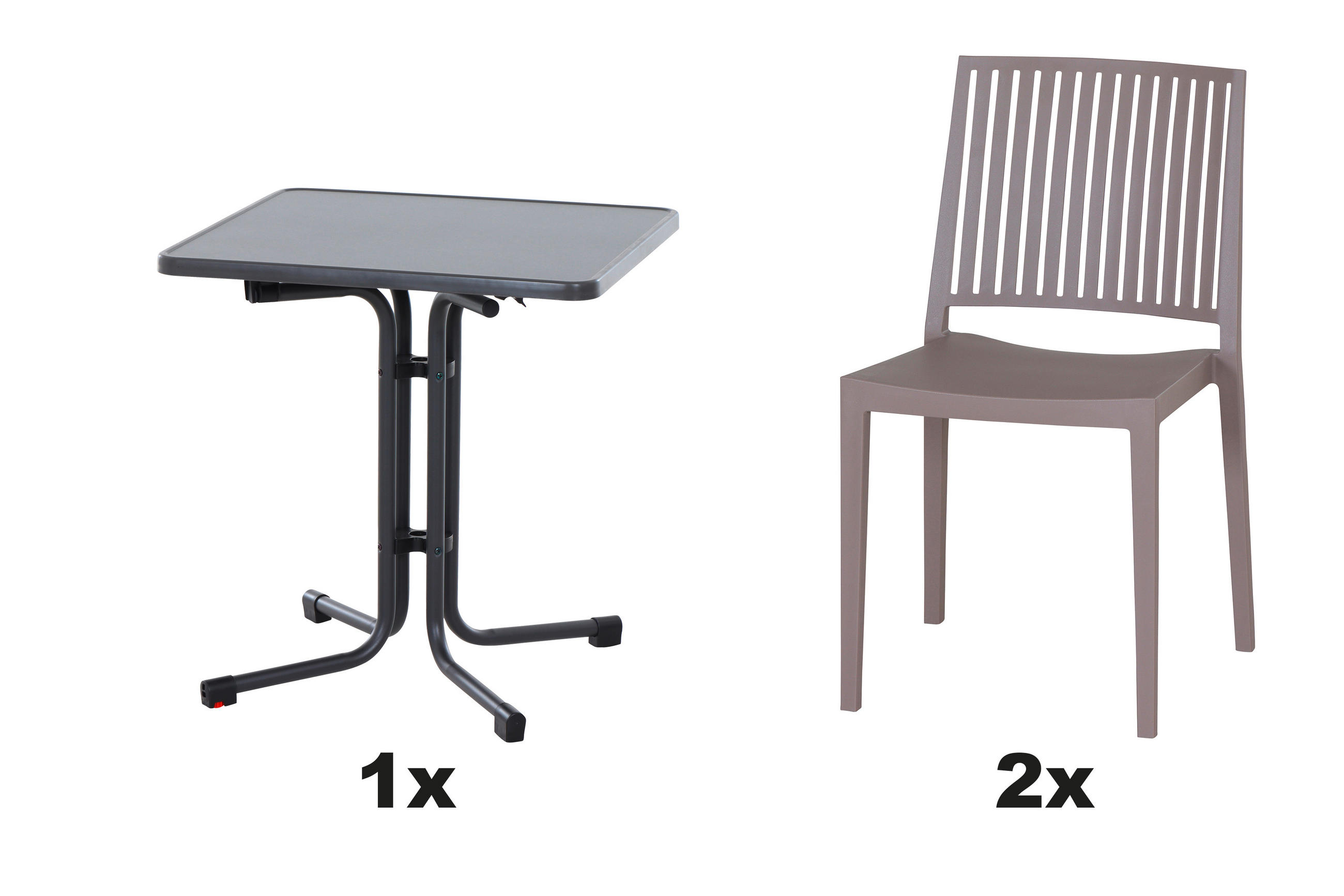 GARTENGARNITUR 3-teilig  - Taupe, Basics, Holzwerkstoff/Kunststoff (70/80/70cm) - Siena Garden