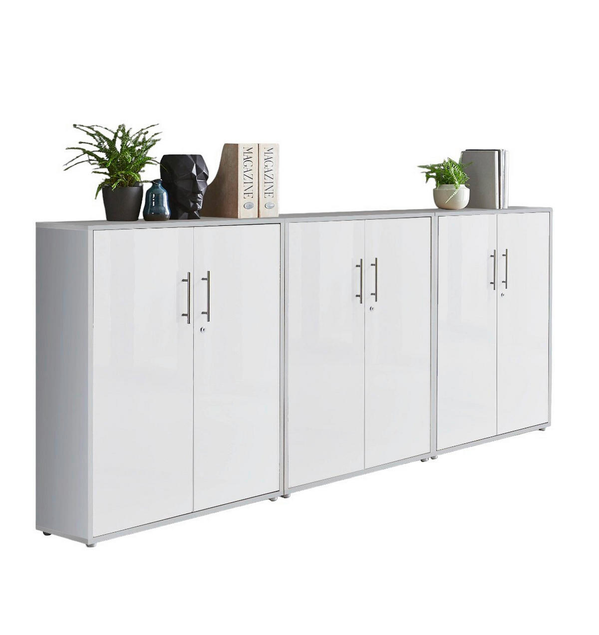 AKTENSCHRANK Grau, Weiß  - Weiß/Grau, MODERN, Holzwerkstoff (253,2/113,6/33cm) - MID.YOU