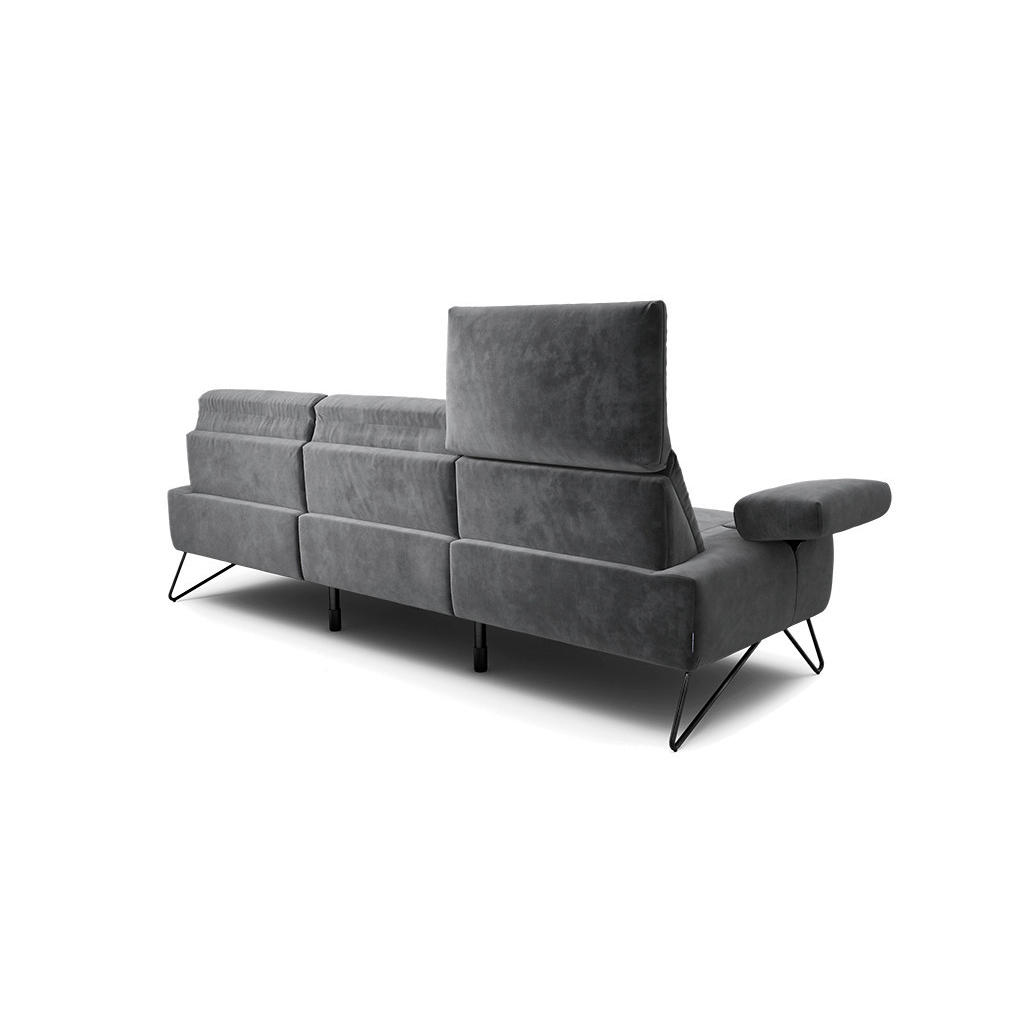 Thumbnail - Sensoo 3-Sitzer-Sofa Cosy, Anthrazit, Textil, 234-264x85x86-94 cm, Stoffauswahl, Armteil links, rechts, Wohnzimmer, Sofa...