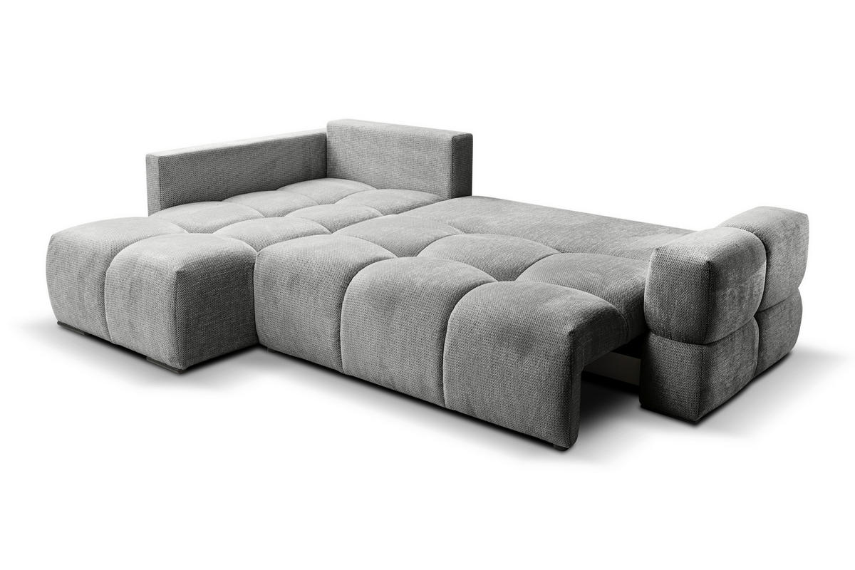 ECKSOFA in Chenille Silberfarben  - Silberfarben/Schwarz, Design, Textil/Metall (267/185cm) - Stylife