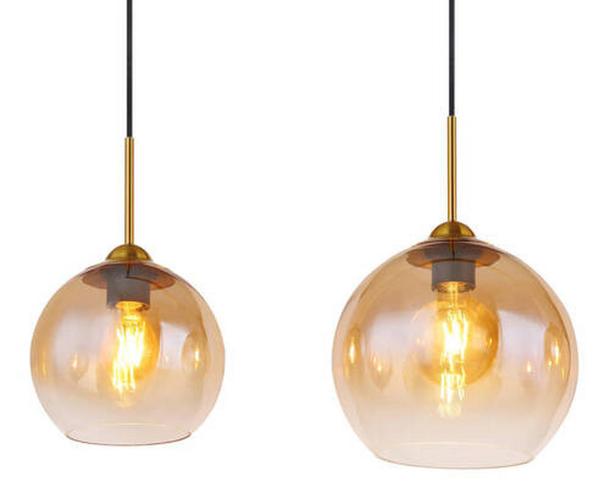 VISEČA SVETILKA     120/25/120 cm         E27 - prozorno/barve medenine, Design, kovina/steklo (120/25/120cm) - Globo