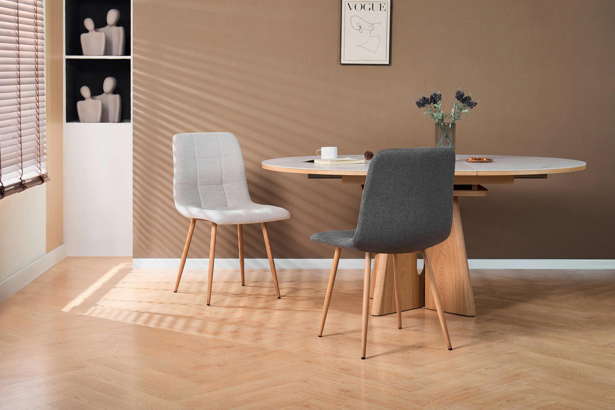 STUHL   Webstoff  Naturfarben, Beige  - Beige/Naturfarben, Design, Textil/Metall (45/87/55cm) - Stylife