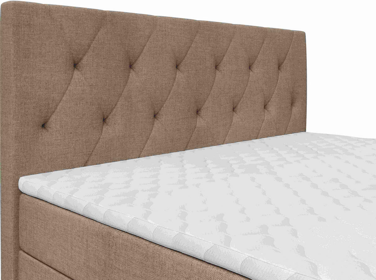 BOXSPRINGBETT 140/200 cm  in Graubraun  - Graubraun/Silberfarben, KONVENTIONELL, Textil/Metall (140/200cm) - Chameo