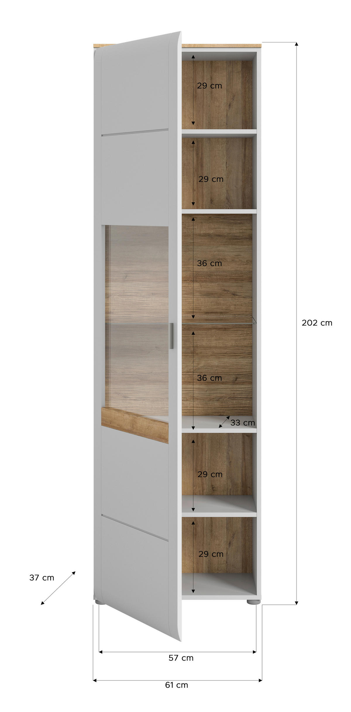 VITRINA,  - Design, kovina/umetna masa (61/202/43cm) - MID.YOU