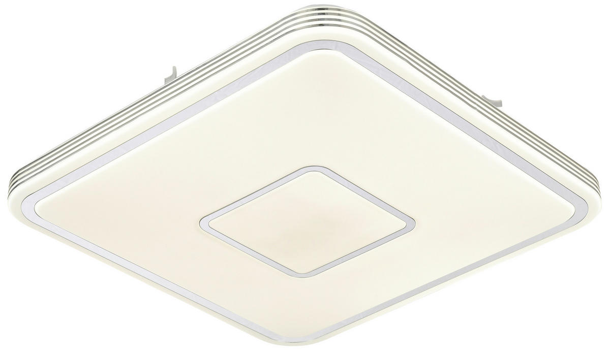LED-DECKENLEUCHTE 43/43/6,5 cm   - Chromfarben/Weiß, LIFESTYLE, Kunststoff/Metall (43/43/6,5cm) - Novel