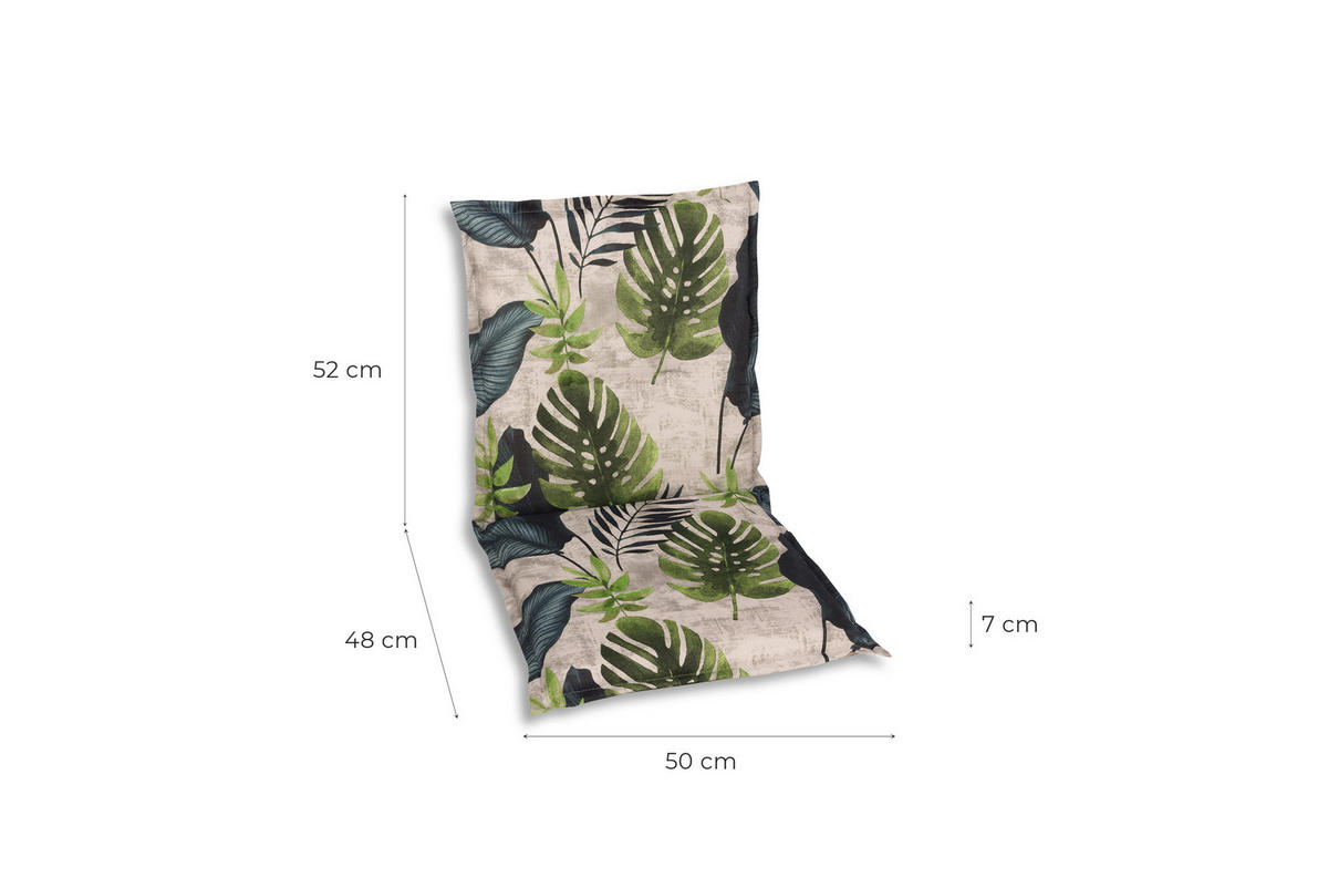 SESSELAUFLAGE Blätter  - Blau/Hellgrau, Basics, Textil (50/7/100cm)