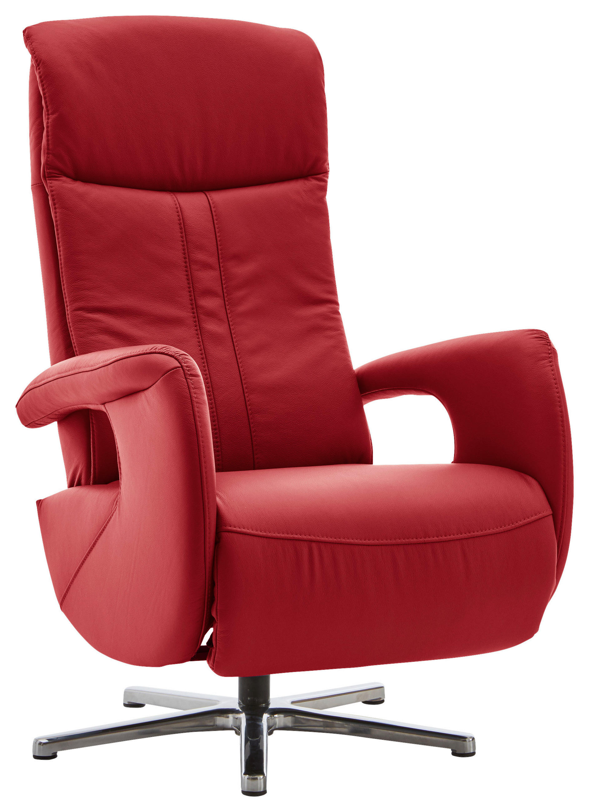 RELAXSESSEL in Leder Rot  - Chromfarben/Rot, Design, Leder/Metall (71/110/83cm) - Beldomo Speed