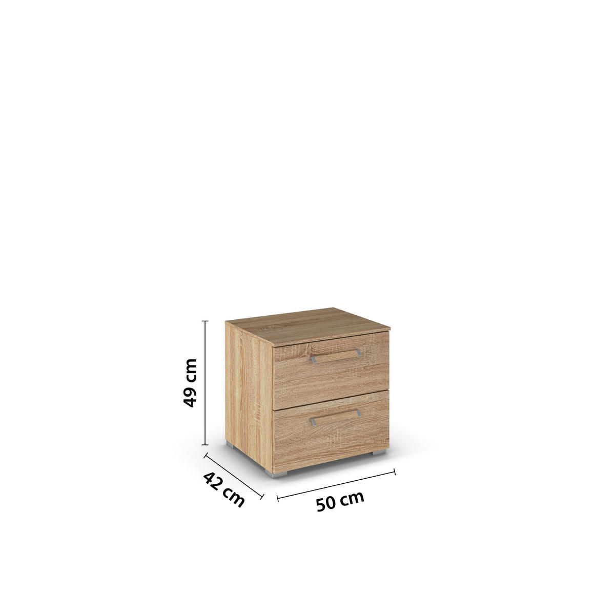 NACHTSCHRANK 50/49/42 cm  - Silberfarben/Sonoma Eiche, Design, Holzwerkstoff/Metall (50/49/42cm) - Novel
