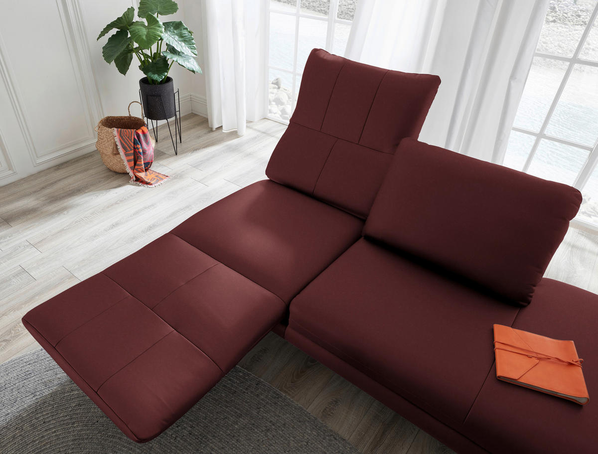 RÉCAMIERE in Echtleder Rot  - Chromfarben/Rot, Design, Leder/Metall (209/85-109/95-16cm) - Dieter Knoll