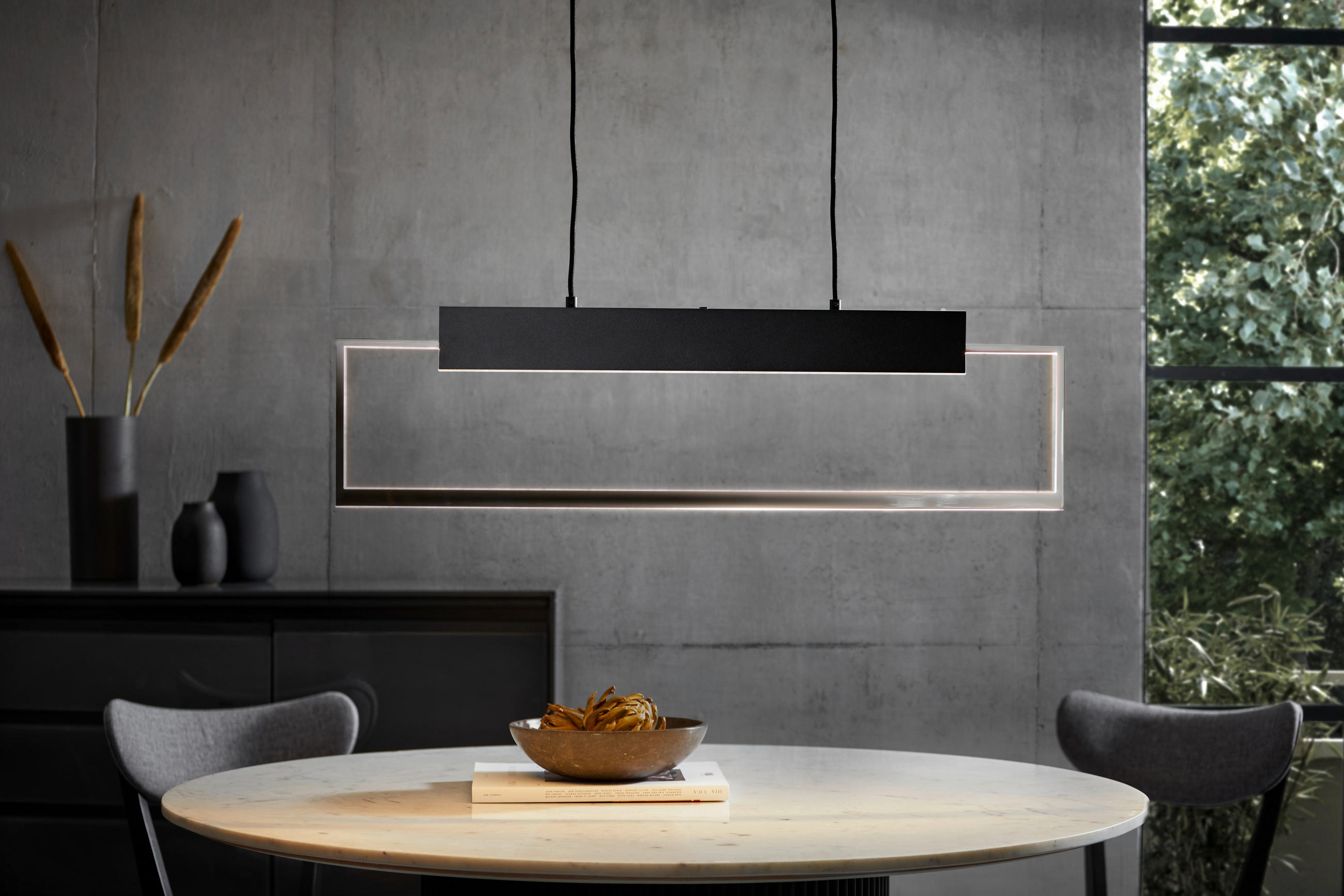 LED-HÄNGELEUCHTE CUBE LIGHTS 83/1,6/110 cm   - Chromfarben/Schwarz, Design, Kunststoff/Metall (83/1,6/110cm) - Joop!