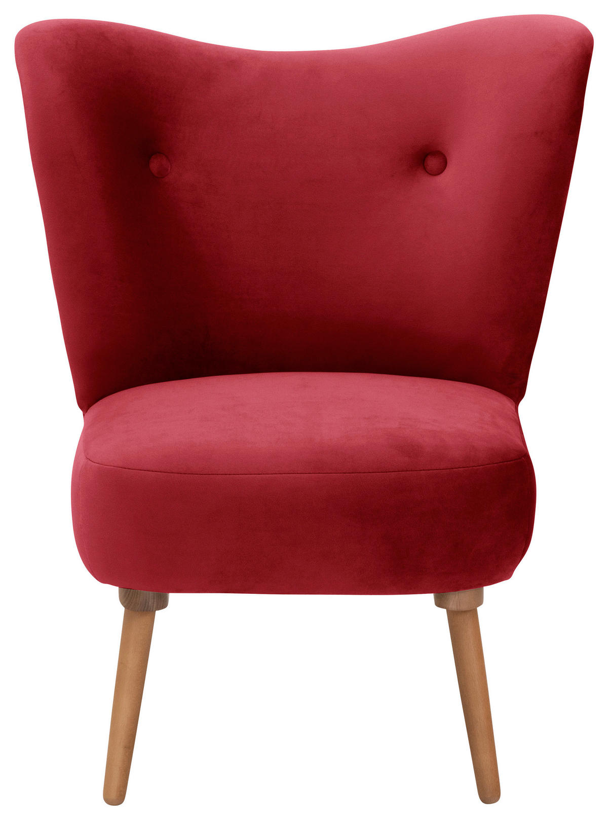 SESSEL in Samt, Velours Rot  - Rot/Erlefarben, Design, Holz/Textil (74/72/90cm) - Max Winzer