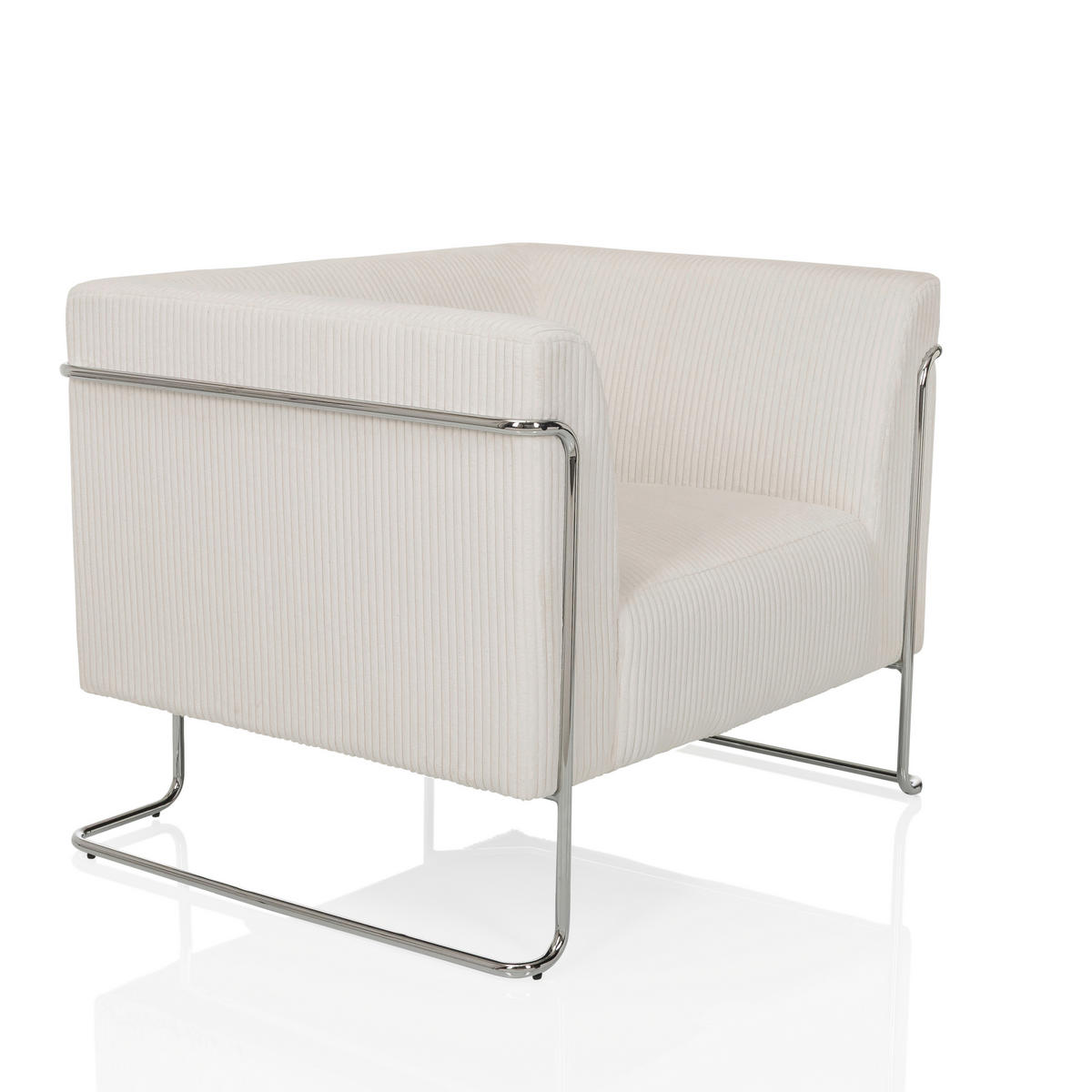 LOUNGESESSEL Cord Weiß    - Silberfarben/Weiß, MODERN, Textil/Metall (88/74/74cm) - MID.YOU
