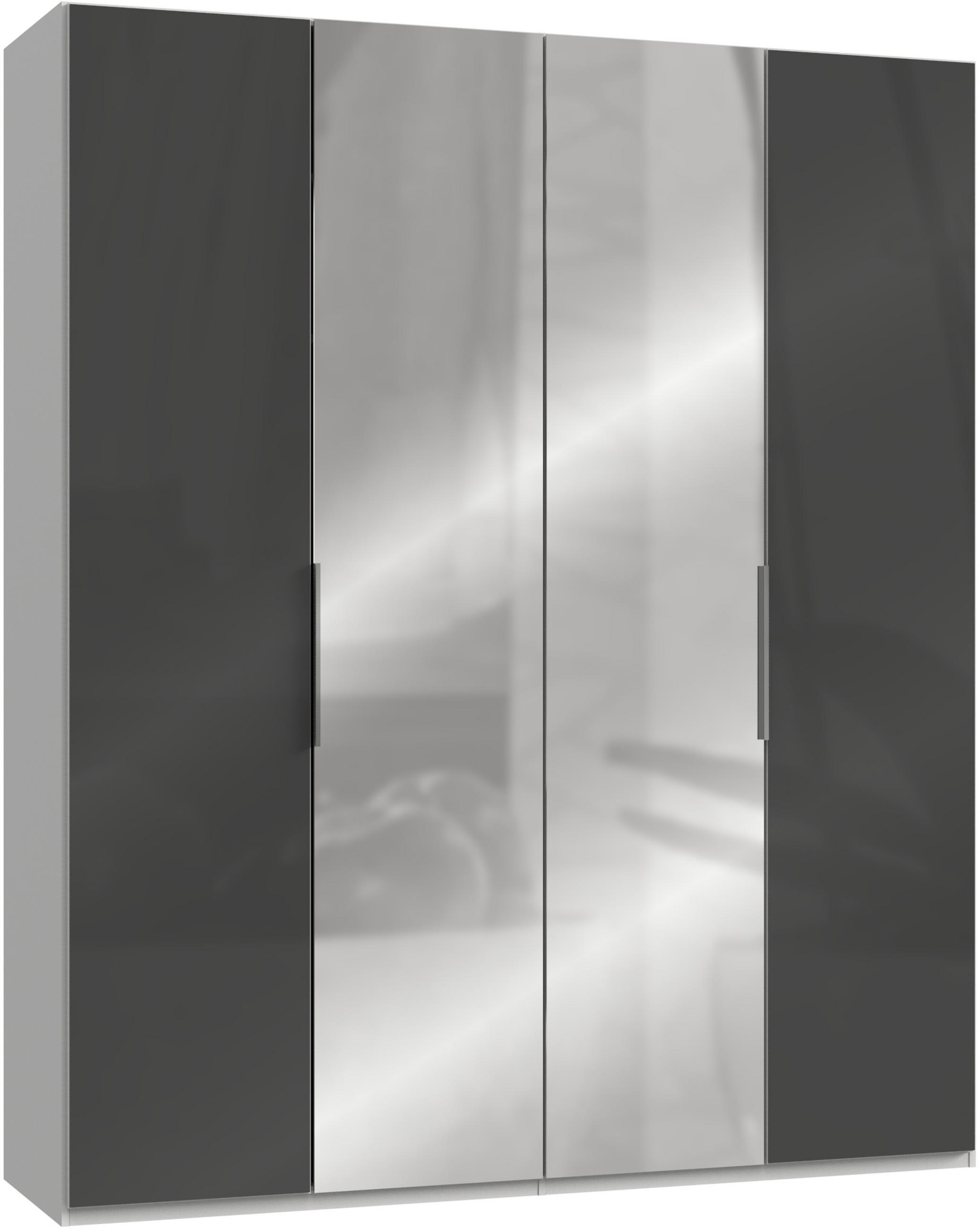 DREHTÜRENSCHRANK in Grau, Weiss  - Chromfarben/Weiss, Modern, Glas/Holzwerkstoff (200/236/58cm) - MID.YOU