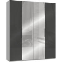 DREHTÜRENSCHRANK in Grau, Weiss  - Chromfarben/Weiss, Modern, Glas/Holzwerkstoff (200/236/58cm) - MID.YOU