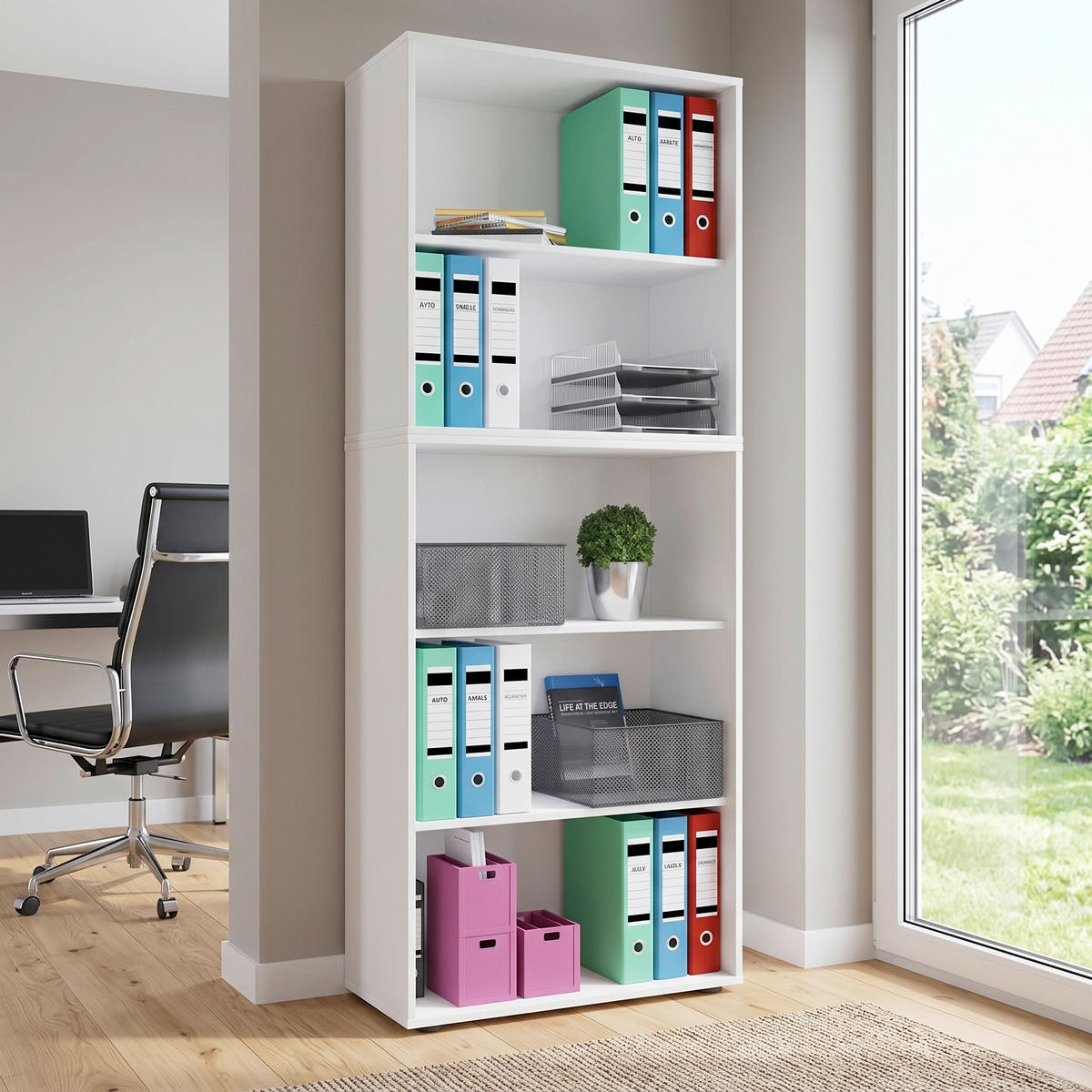AKTENREGAL 70/178/37 cm  - Weiss/Schwarz, Basics, Holzwerkstoff/Kunststoff (70/178/37cm) - P & B