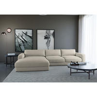 ECKSOFA in Cord Grau  - Schwarz/Grau, Modern, Textil (176/84/303cm) - Trendmanufaktur