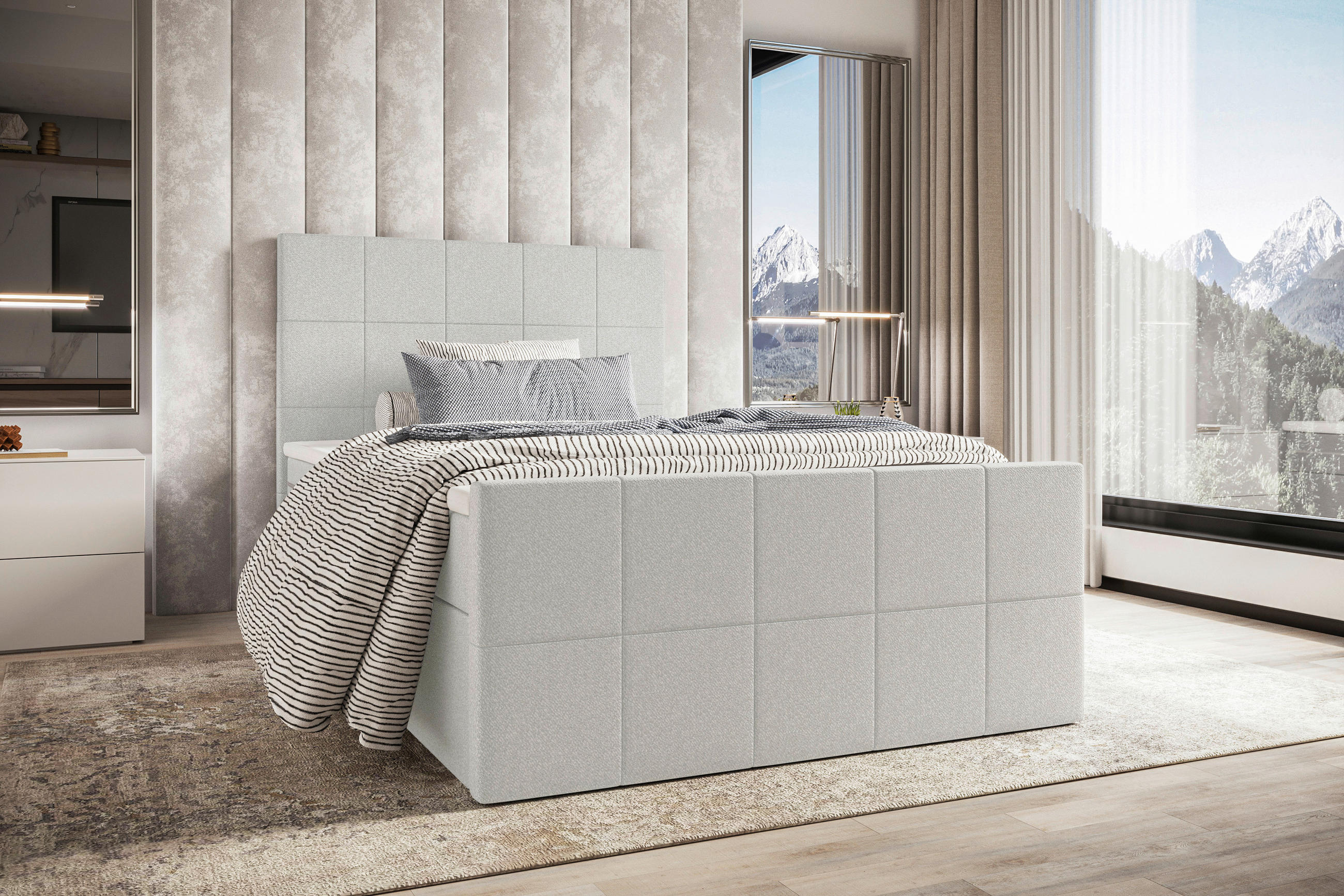 BOXBETT 100/200 cm  in Hellgrau  - Hellgrau, KONVENTIONELL, Kunststoff/Textil (100/200cm) - Boxxx