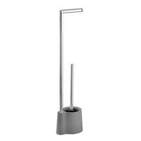 WC-BÜRSTENKOMBINATION in Metall, Kunststoff  Kunststoff   - Chromfarben/Grau, Basics, Kunststoff/Metall (13/66,5/16cm) - Wenko