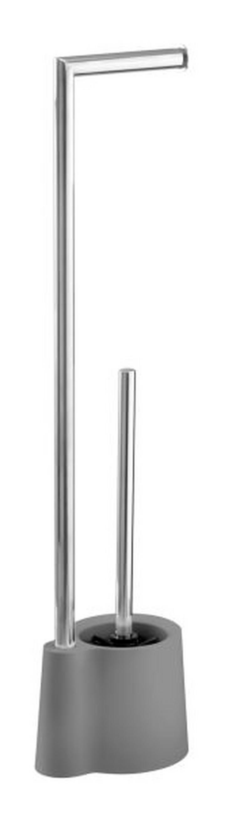 WC-BÜRSTENKOMBINATION in Metall, Kunststoff  Kunststoff   - Chromfarben/Grau, Basics, Kunststoff/Metall (13/66,5/16cm) - Wenko