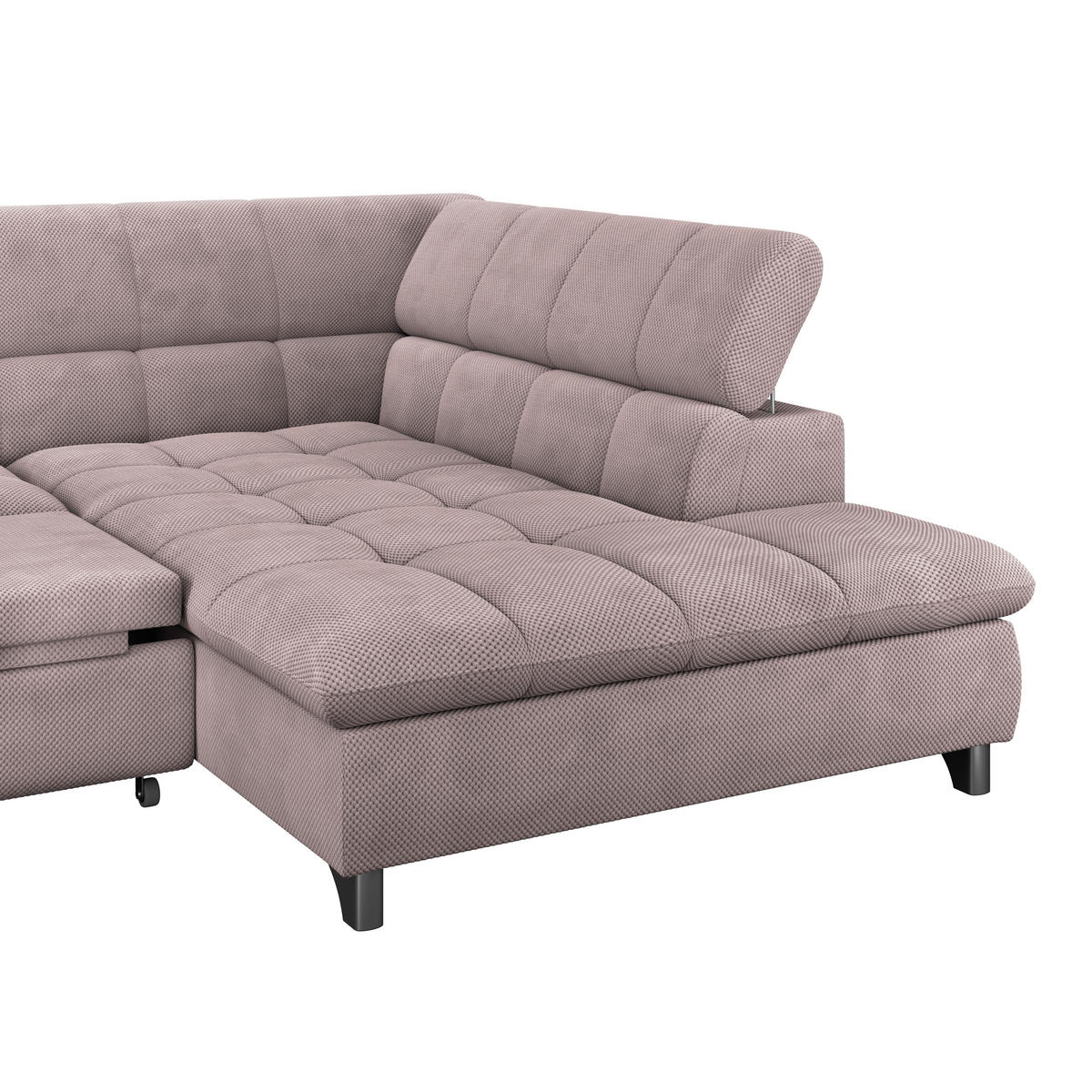 ECKSOFA Rosa Chenille  - Chromfarben/Rosa, KONVENTIONELL, Textil/Metall (312/234cm) - Livetastic