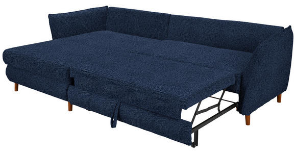 ECKSOFA in Bouclé Dunkelblau  - Eichefarben/Dunkelblau, KONVENTIONELL, Holz/Textil (284/162cm) - Carryhome