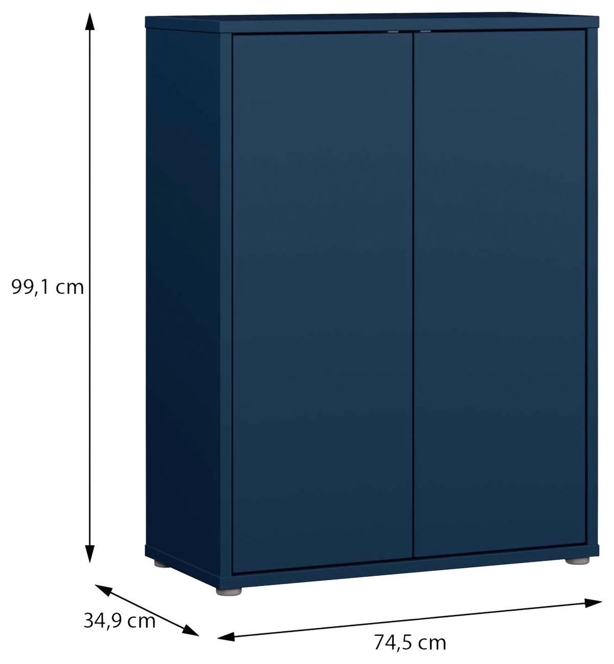SCHUHSCHRANK Dunkelblau  - Dunkelblau/Grau, MODERN, Holzwerkstoff/Kunststoff (74,5/99,1/34,9cm) - Modern Living