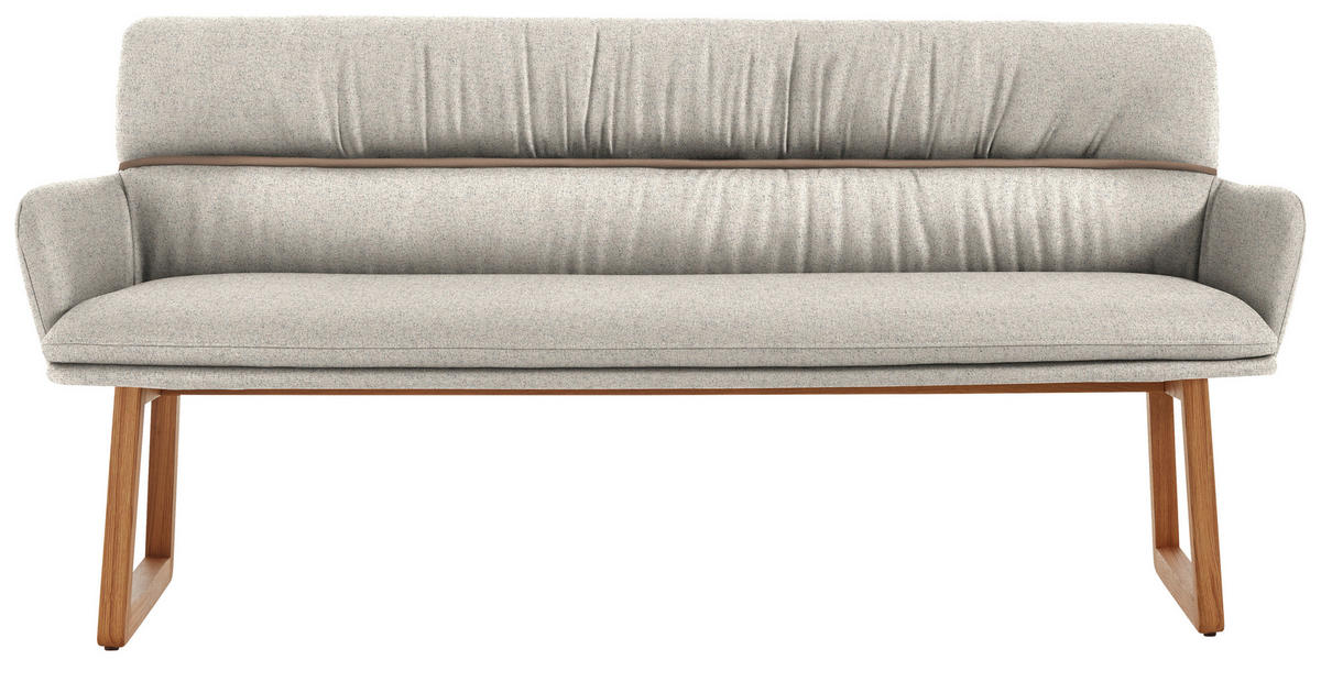 SITZBANK 200/86/68 cm Mikrofaser Grau Wildeiche massiv  - Wildeiche/Grau, Design, Holz/Textil (200/86/68cm) - Valdera